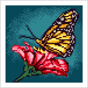 Kanwa z nadrukiem - Motylek na kwiatku